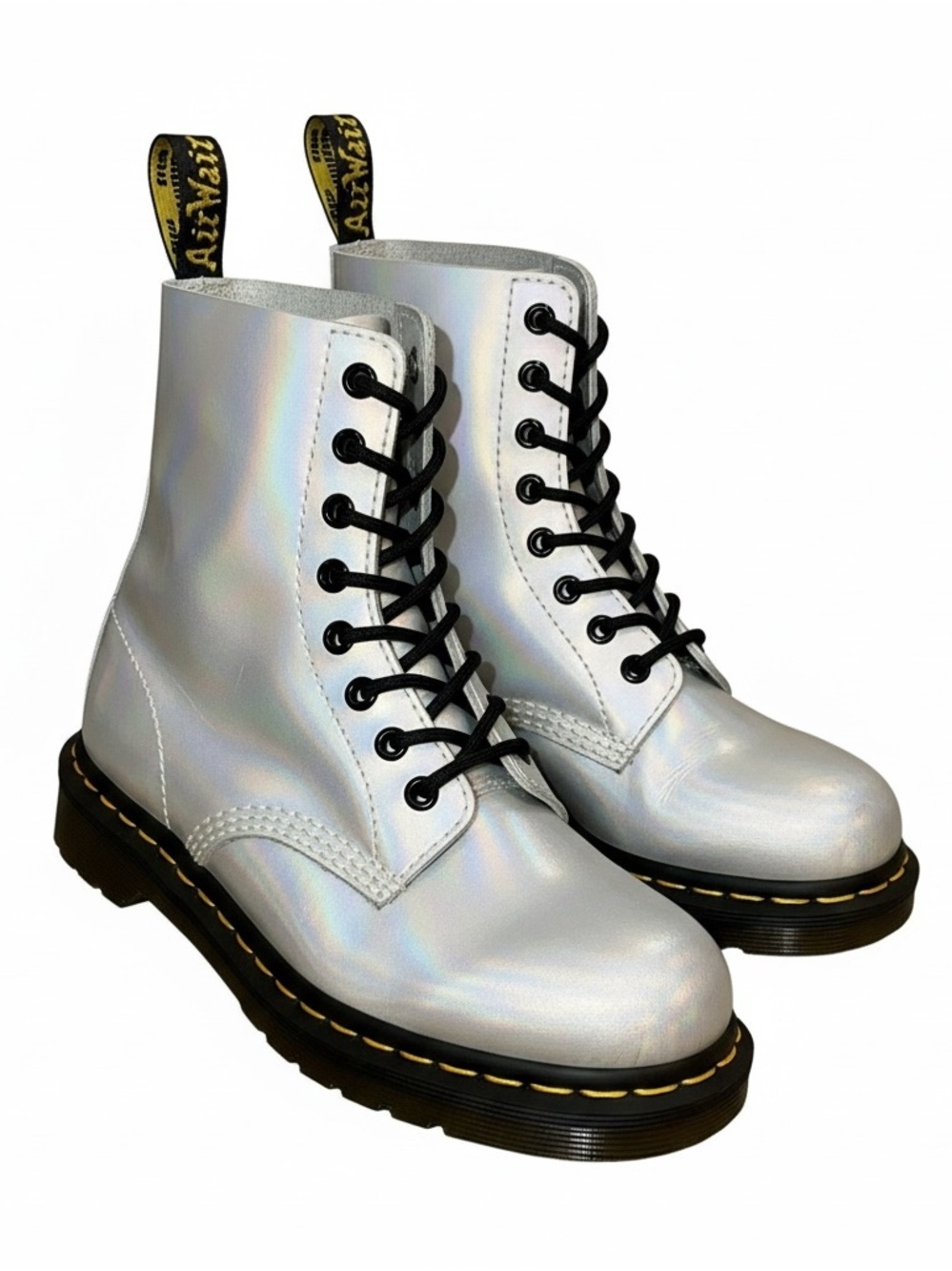 Dr. Martens Holographic Lace-Up Boots - Silver